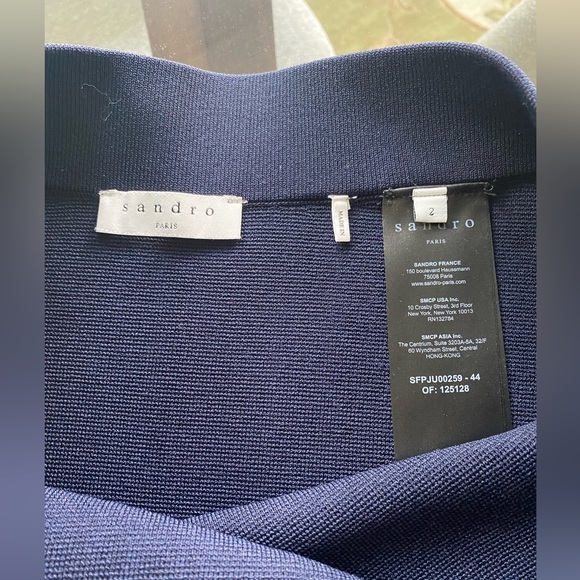 Sandro Paris Faux Wrap Belted Knit Mini Skirt in Navy Size 2/ US 6 - Picture 4 of 6